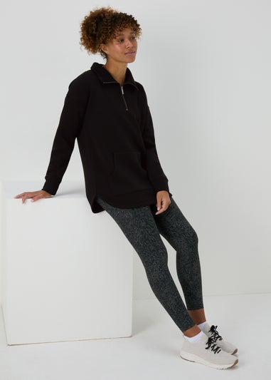 Souluxe Black Scuba Half Zip Top