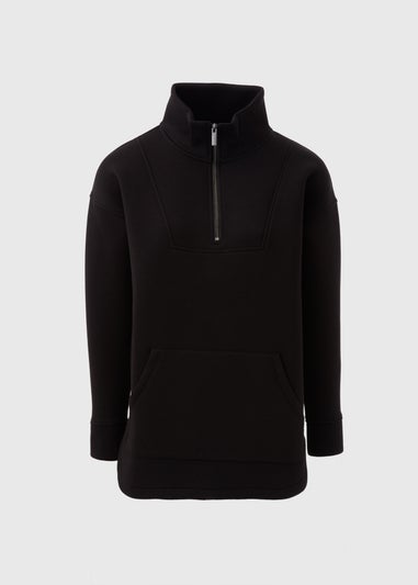 Souluxe Black Scuba Half Zip Top