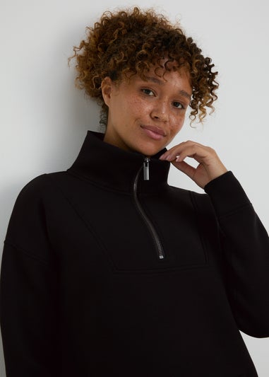 Souluxe Black Scuba Half Zip Top