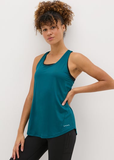 Souluxe Turquoise Mesh Detail Vest Top