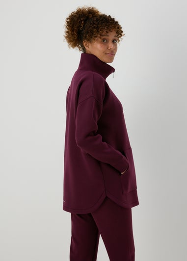 Souluxe Burgundy Scuba Half Zip Top