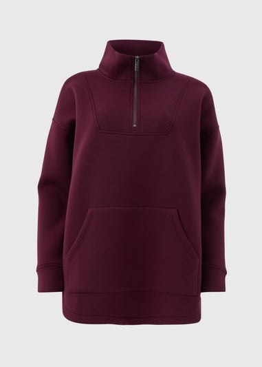 Souluxe Burgundy Scuba Half Zip Top