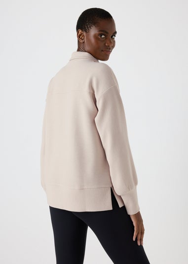 Souluxe Stone Ribbed Half Zip Jumper