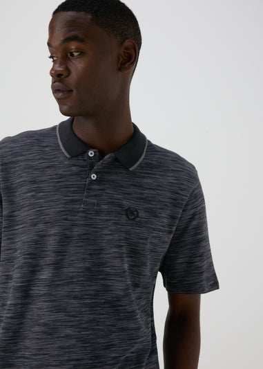 Black Space Dye Polo Shirt