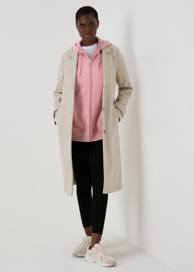 Pink Longline Zip Up Hoodie