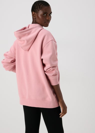 Pink Longline Zip Up Hoodie