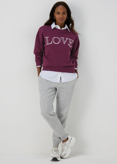 Burgundy Love Slogan Sweatshirt