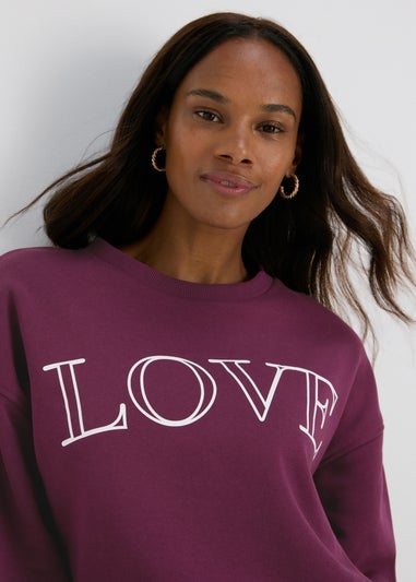 Burgundy Love Slogan Sweatshirt