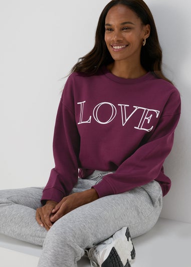 Burgundy Love Slogan Sweatshirt