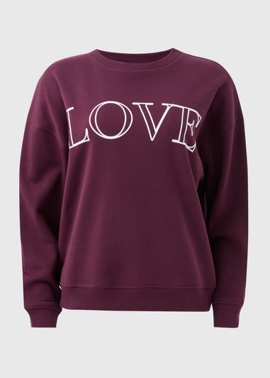 Burgundy Love Slogan Sweatshirt