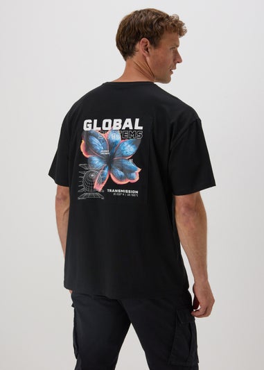 Black Digital Print T-Shirt