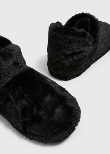 Black Fur Boot Slippers