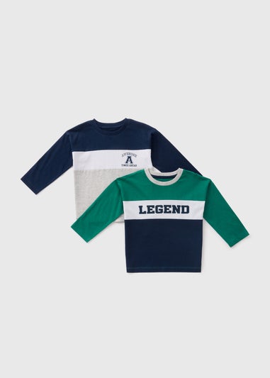 2 Pack Boys Navy Varsity T-Shirts (1-7yrs)