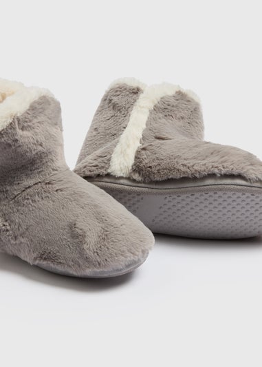 Grey Fur Slipper Boots