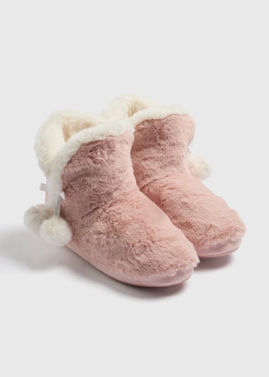 Pink Fur Slipper Boots