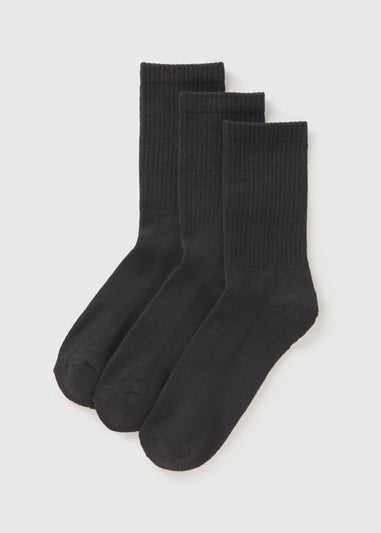 3 Pack Black Sports Crew Socks