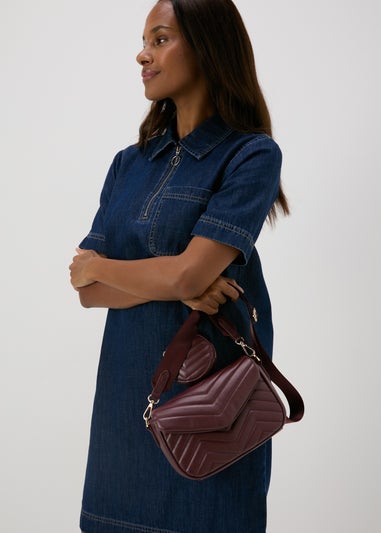 Burgundy Quilted Camera Bag