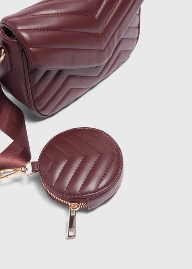 Burgundy Quilted Camera Bag