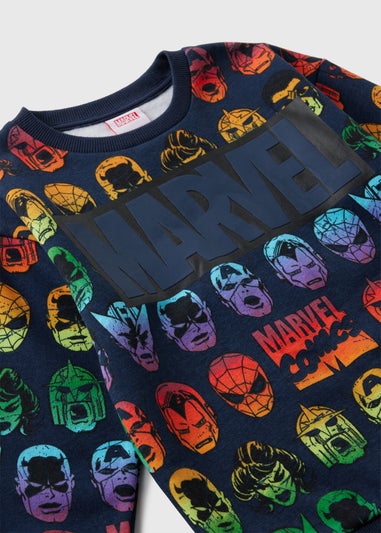 Marvel Kids Navy Comics Rainbow Sweatshirt (4-13yrs)