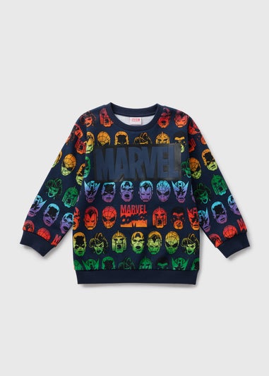 Marvel Kids Navy Comics Rainbow Sweatshirt (4-13yrs)