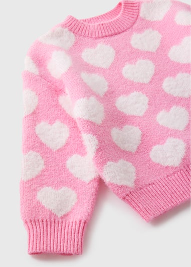 Girls Pink Heart Jumper (1-7yrs)