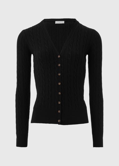 Black Cable Knit Cardigan