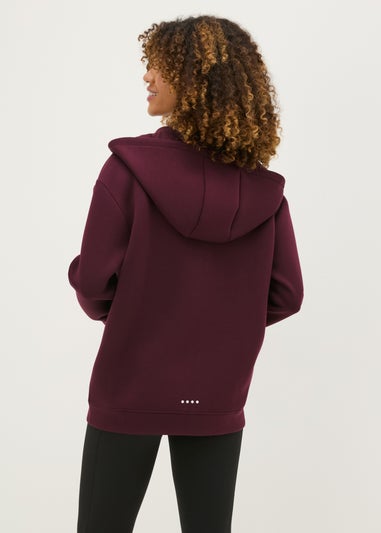 Souluxe Burgundy Scuba Hooded Zip Jacket