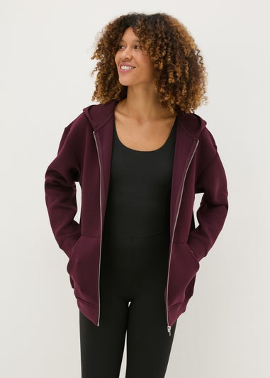 Souluxe Burgundy Scuba Hooded Zip Jacket