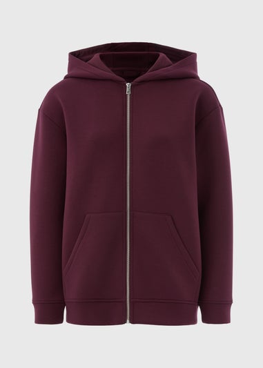 Souluxe Burgundy Scuba Hooded Zip Jacket