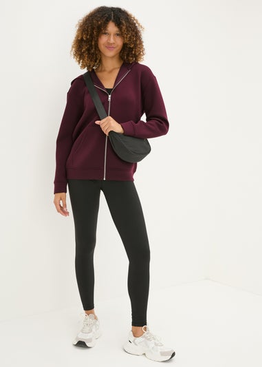 Souluxe Burgundy Scuba Hooded Zip Jacket