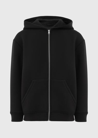 Souluxe Black Scuba Hooded Zip Jacket