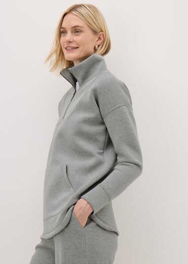 Souluxe Grey Scuba Half Zip Sweatshirt