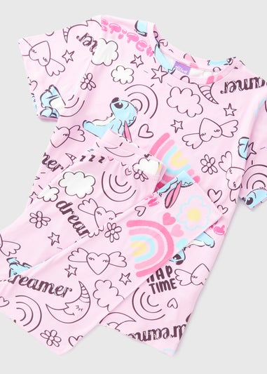 Disney Kids Pink Stitch Top & Bottoms Pyjama Set (4-12yrs)