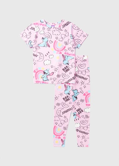 Disney Kids Pink Stitch Top & Bottoms Pyjama Set (4-12yrs)