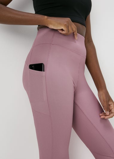 Souluxe Lilac Ribbed Sports Leggings