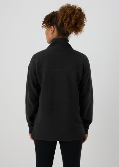 Souluxe Black Ribbed Half Zip Jumper