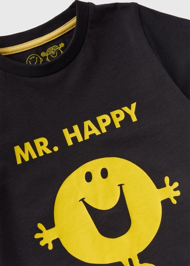 Kids Black Mr Happy T-Shirt (1-7yrs)