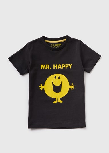 Kids Black Mr Happy T-Shirt (1-7yrs)