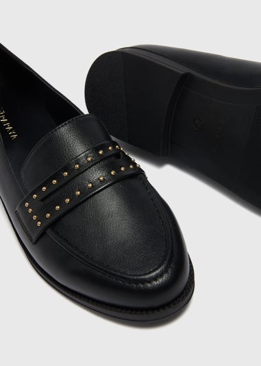 Black Basic Stud Loafers