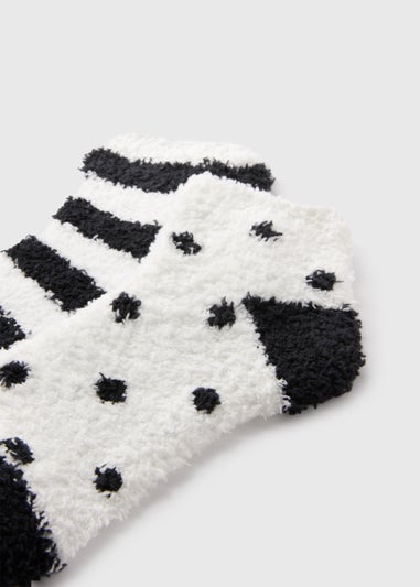 2 Pack Monochrome Stripe Cosy Socks