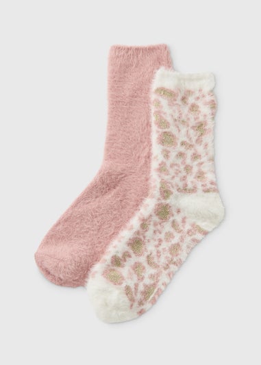 2 Pack Pink Cosy Animal Socks