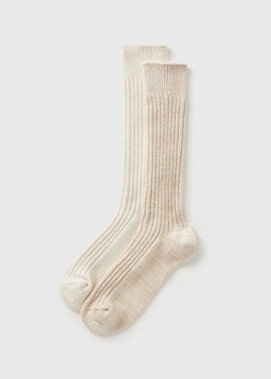 2 Pack Cream Slouch Socks