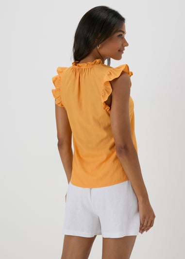 Yellow Frill Sleeve Blouse