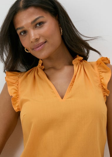 Yellow Frill Sleeve Blouse