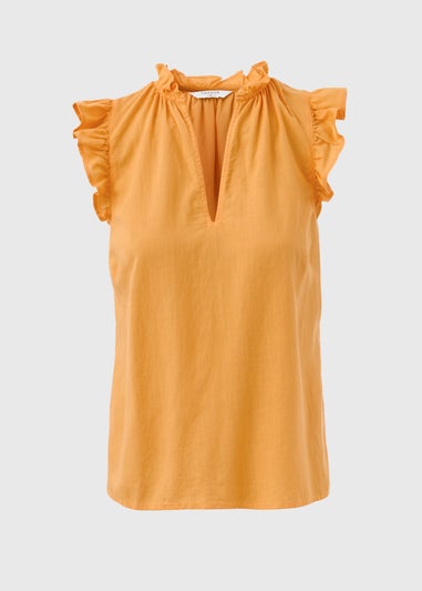 Yellow Frill Sleeve Blouse