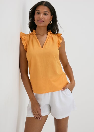 Yellow Frill Sleeve Blouse