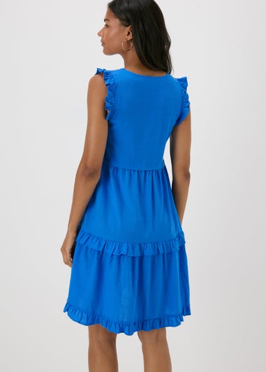 Blue Frill Tiered Mini Dress