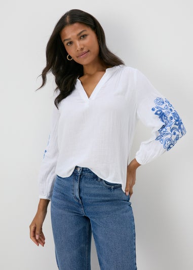 White Embroidered Blouse