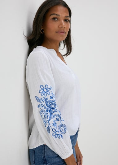 White Embroidered Blouse