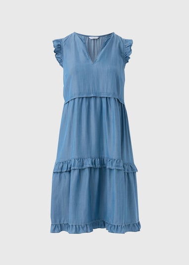 Denim Frill Tiered Mini Dress